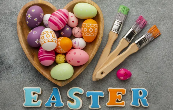 Eggs, spring, colorful, Easter, happy, heart, spring, Easter