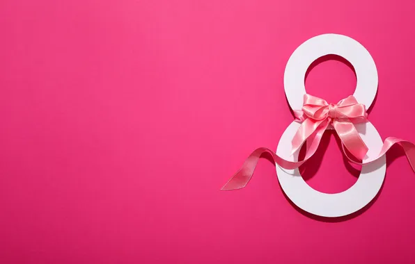 Figure, tape, happy, pink background, March 8, pink, background, number