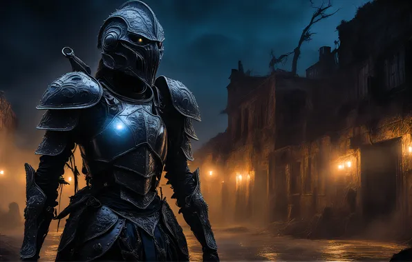 Picture city, armor, knight, AI art