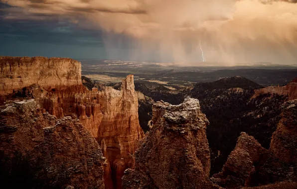 Picture the storm, the sky, clouds, trees, mountains, clouds, nature, rain