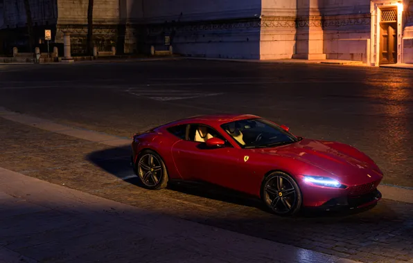 Lights, Ferrari, supercar, Roma, 2020