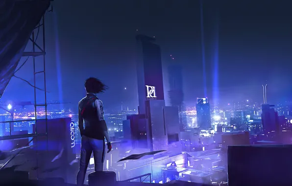 Girl, night, the city, Mirror's Edge Catalyst