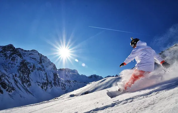 Picture the sun, snow, mountains, Snowboard, snowboard, adrenaline, kantivka, gopro