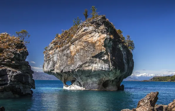 Rock, the ocean, Patagonia, LANDSCAPE, PATAGONIA