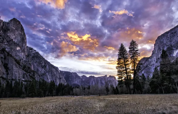 Picture landscape, Yosemite National Park, Yosemite Valley Sunset