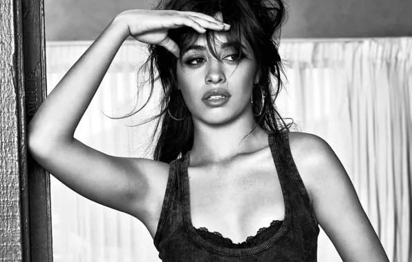 Picture pose, makeup, Mike, hairstyle, black and white, singer, Camila Hair
