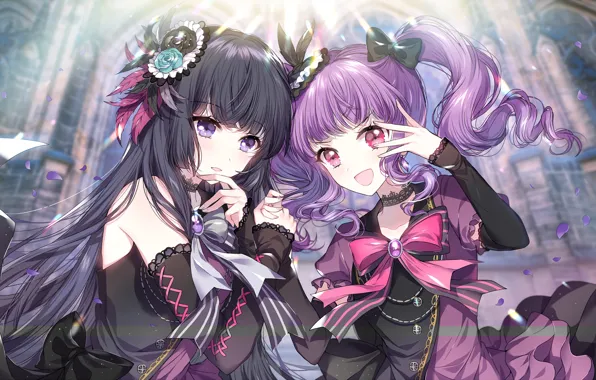 Girls, anime, petals, art, IdolM@ster