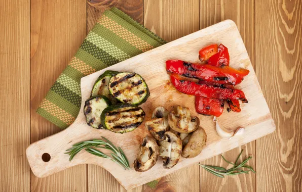 Food, eggplant, pepper, vegetables, Bulgarian, vegetables, grill, cutting Board