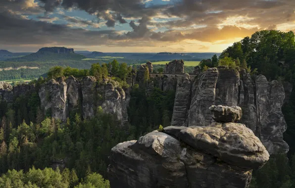 Landscape, nature, forest, Saxon Switzerland, Elbe Sandstone mountains, Bastei