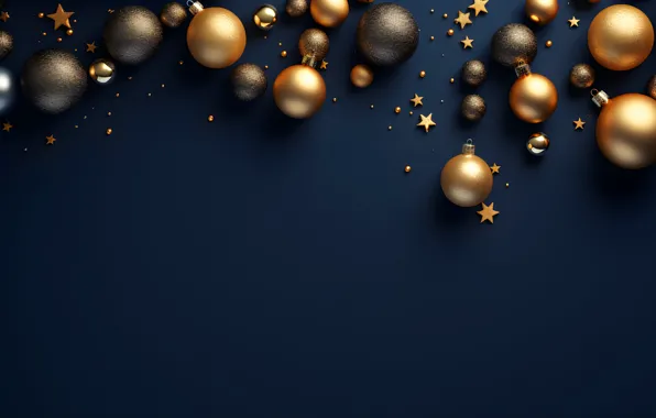 Balls, the dark background, Christmas, New year, blue background, Christmas decorations, Christmas decorations, AI art