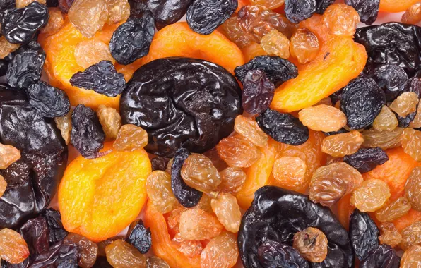 Raisins, dried apricots, dried fruits, prunes