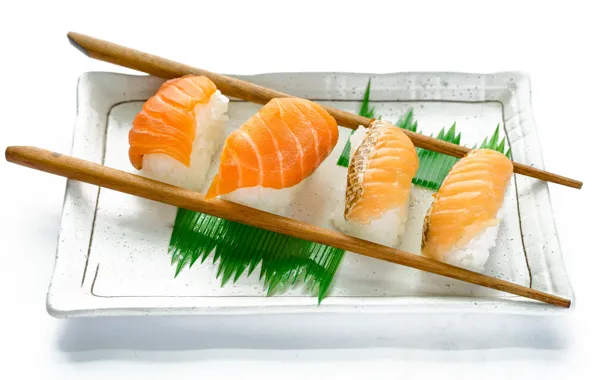 Sticks, figure, sushi, salmon