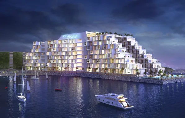 Shore, construction, yachts, pond, The Cruise