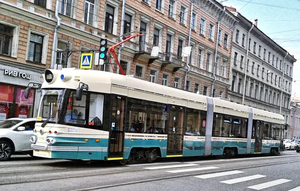 The city, transport, tram, Retro Dostoevsky tram