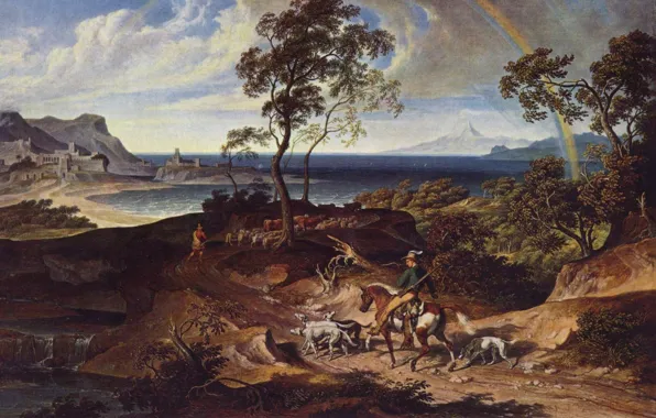 Wallpaper painting, picture, painting, Joseph Anton Koch