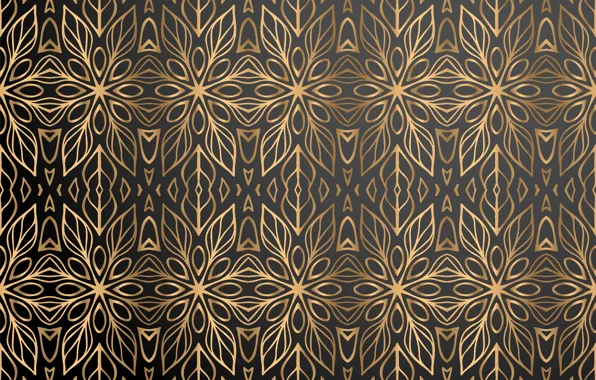Picture flowers, background, gold, pattern, black, gold, ornament, background