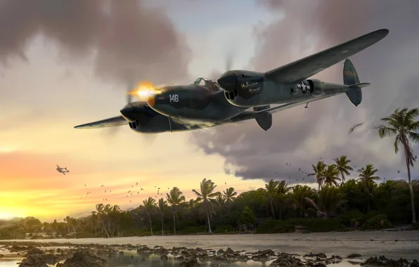 Fighter, USA, USAF, P-38, P-38J, P-38 Lightning