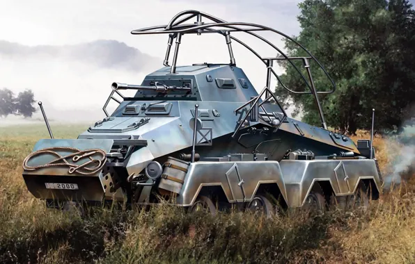 Picture figure, art, German heavy armored car, Heavy Armored Reconnaissance Vehicle, 8-Rad, Sd.Car.232