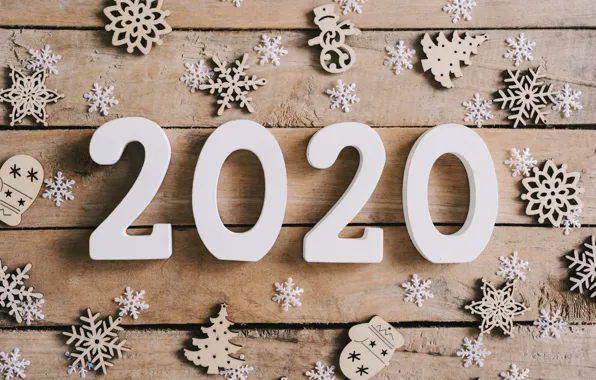 Snowflakes, New Year, new year, happy, wood, snowflakes, 2020