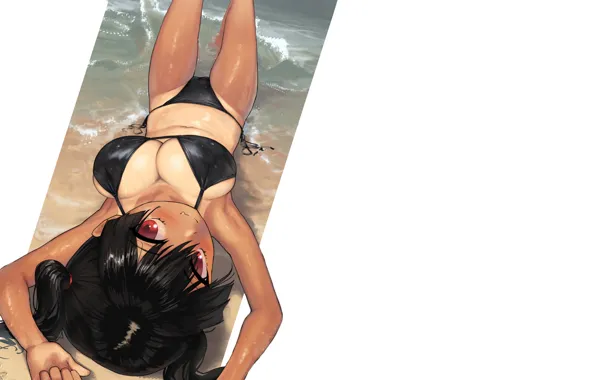Kawaii, girl, hot, sexy, beach, ocean, boobs, anime