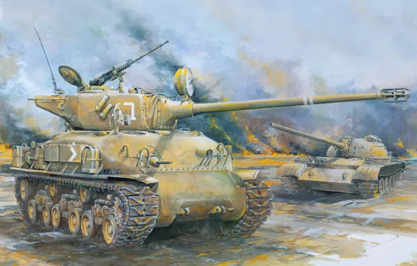Picture art, tank, action, combat, last, average, T-54, Sinai