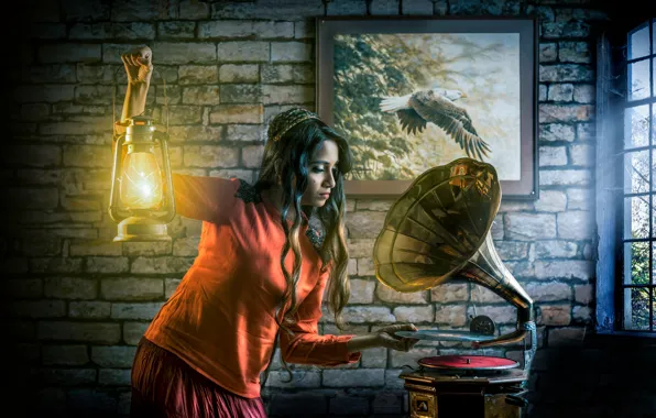 Sexy, long hair, art, beautiful girl, candle