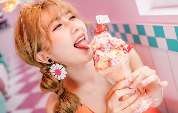 Language, girl, face, ideal, sweetheart, hair, the sweetness, ice cream