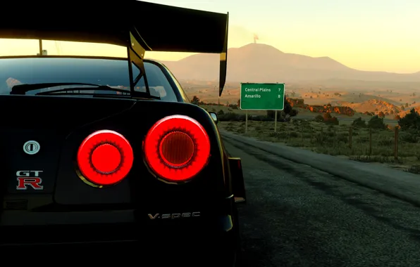 Car, game, black, skyline, gtr