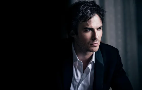 Costume, actor, male, the series, black background, The Vampire Diaries, The vampire diaries, Ian Somerhalder