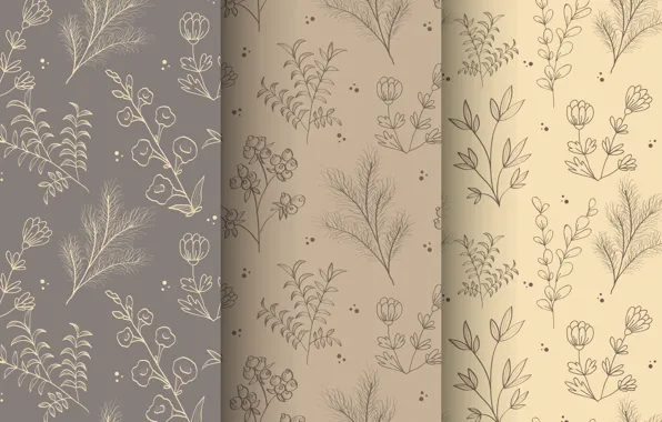 Flowers, pattern, brown, beige