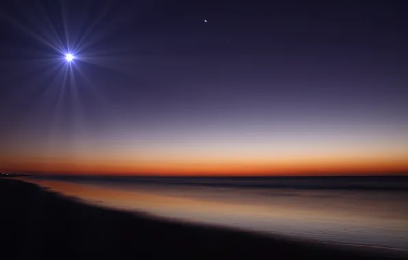 Picture sand, beach, night, nature, the moon, shore