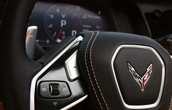 Corvette, Chevrolet, Speedometer, The wheel, Tachometer, Stingray, 2020, Chevrolet Corvette ( C8 ) Stingray
