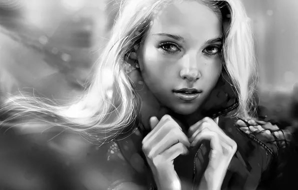 Look, art, blonde, drawn girl