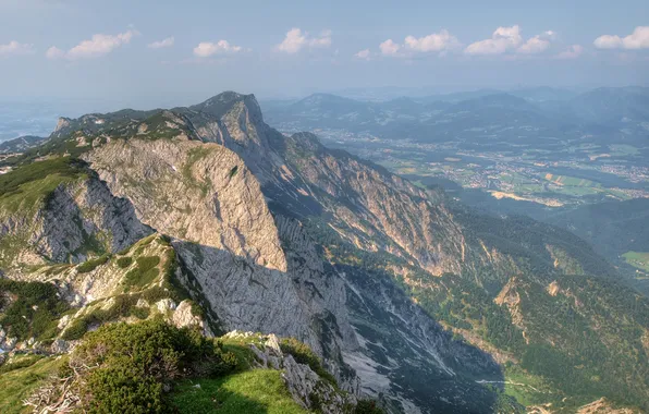 Clouds, mountains, open, vegetation