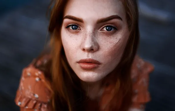 Eyes, look, girl, hair, red, Juliana Naidenova