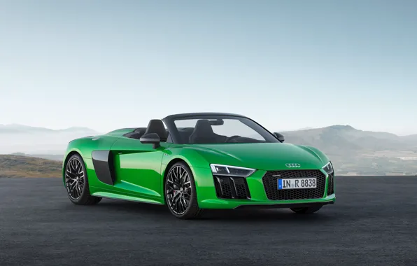 Picture car, Audi, green, Audi R8, Audi R8 Spyder, montain, Audi R8 Spyder V10, Audi R8 …