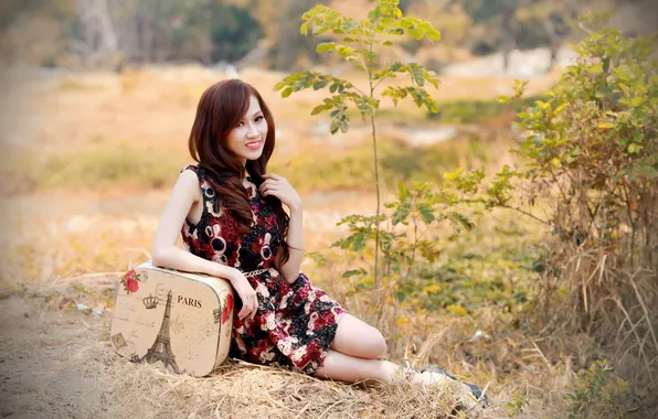 Girl, background, Asian