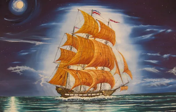 Picture ship, picture, painting, john, The flying Dutchman, tansey