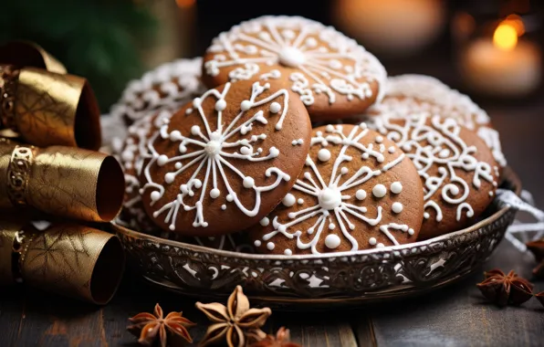 Cookies, Christmas, New year, figures, cookies, molds, cooking, AI art
