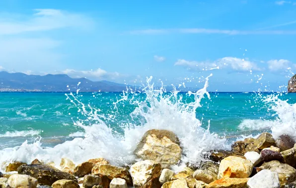 Picture sea, wave, beach, stones, shore, beach, sea, ocean