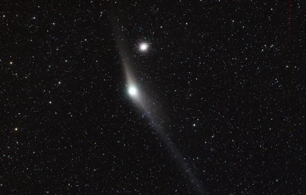 Stars, M92, a globular cluster, comet Garradd