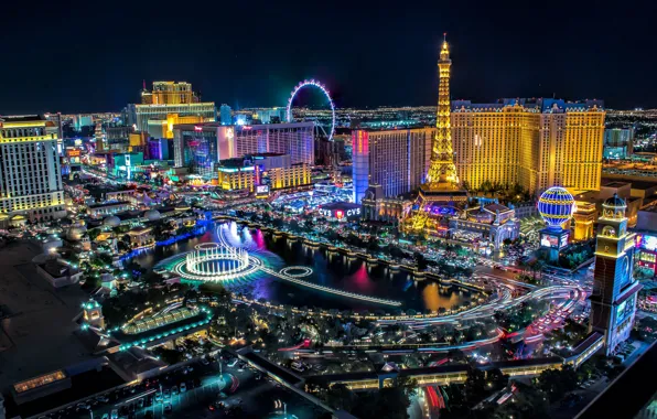 Night, the city, lights, Las Vegas, USA, skyline, Las Vegas