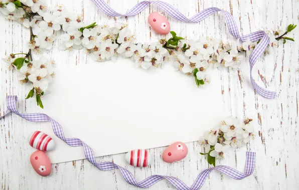 Flowers, eggs, colorful, Easter, happy, wood, blossom, flowers