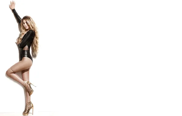 Look, pose, model, figure, actress, blonde, white background, singer