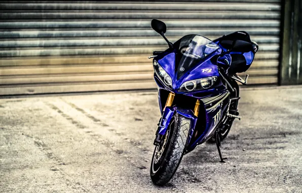 Blue, motorcycle, yamaha, bike, blue, Yamaha, blinds, supersport