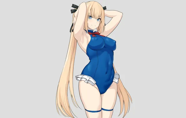 Girl, sexy, cleavage, long hair, boobs, anime, blue eyes, beautiful