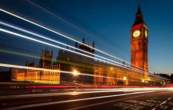 Night, England, London, london, night, england, Big ben