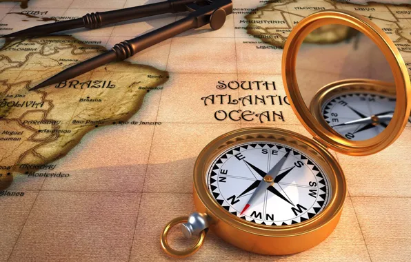 Picture style, retro, Wallpaper, map, compass, the compass