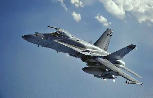 Picture The sky, The plane, Deck, Fighter-bomber, Attack, F/A-18 Hornet, McDonnel Douglas