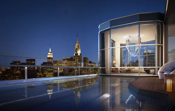 Design, the city, style, interior, pool, penthouse